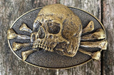 Skull & bones metal belt buckle BK10
