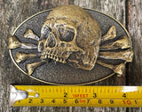 Skull & bones metal belt buckle BK10