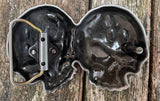 Double skull metal belt buckle BK11