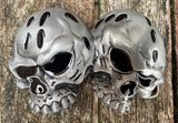 Double skull metal belt buckle BK11