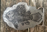 Fossilised fish metal belt buckle BK17