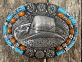 Cowboy hat metal belt buckle BK21
