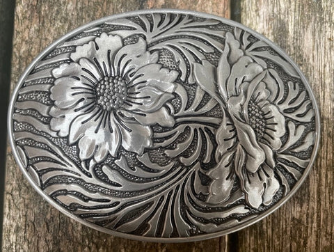Flowers metal belt buckle BK24
