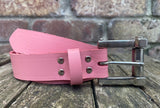 Plain leather 30mm wide belt with metal nuts & bolt buckle. Choice of 13 colours