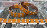 Plain leather round conical stud choker 19mm or 25mm wide. Choice of 12 colours.