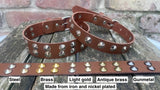 Plain leather round conical stud choker 19mm or 25mm wide. Choice of 12 colours.