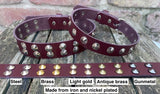 Plain leather round conical stud choker 19mm or 25mm wide. Choice of 12 colours.