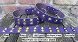 Plain leather round conical stud choker 19mm or 25mm wide. Choice of 12 colours.