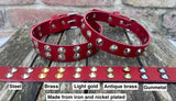 Plain leather round conical stud choker 19mm or 25mm wide. Choice of 12 colours.