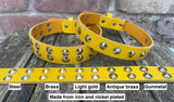 Plain leather round conical stud choker 19mm or 25mm wide. Choice of 12 colours.