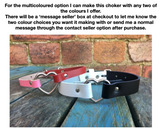 Cat head ring leather choker 10mm or 19mm wide. Choice of 13 colours.