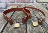 Front locking leather choker 10mm or 19mm wide. Choice of 13 colours.