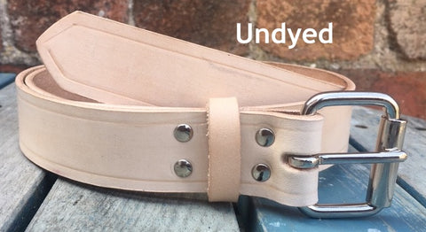 Veg Tan Leather Belt. Available 3/4 - 2 wide choice of buckle