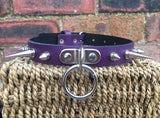Spiked D & O-ring leather choker
