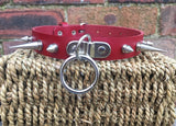Spiked D & O-ring leather choker