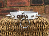 Spiked D & O-ring leather choker