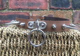 Spiked D & O-ring leather choker