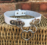 Double D & Heart Ring Leather Choker