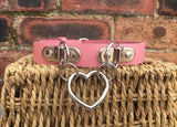 Double D & Heart Ring Leather Choker
