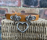 Double D & Heart Ring Leather Choker