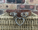 Double D & Heart Ring Leather Choker