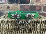 Double D & Heart Ring Leather Choker