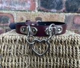 Double D & Heart Ring Leather Choker