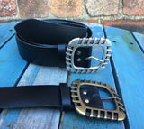 Leather Belt with 'Euro' buckle 1 1/2" Wide. Available in a choice of colours.