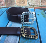 Leather Belt with 'Euro' buckle 1 1/2" Wide. Available in a choice of colours.