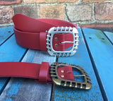 Leather Belt with 'Euro' buckle 1 1/2" Wide. Available in a choice of colours.