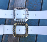 Leather Belt with 'Euro' buckle 1 1/2" Wide. Available in a choice of colours.