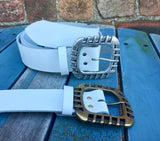 Leather Belt with 'Euro' buckle 1 1/2" Wide. Available in a choice of colours.