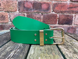 Green Leather Belt. Choice of Widths & Buckles.
