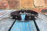 Leather Spiked heart ring choker 1/2" or 1" spikes