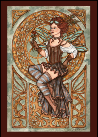 Steampunk Greeting Card Steamfae Fairy by Esther Remmington