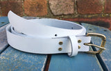 White Leather Belt. Choice of Widths & Buckles.