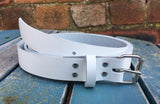 White Leather Belt. Choice of Widths & Buckles.