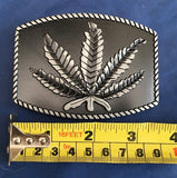 Black Cannabis Leaf - Metal Belt Buckle