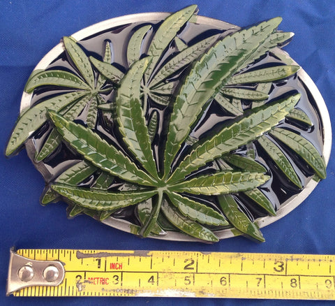 Cannabis Marijuana Leaf - Metal Belt Buckle