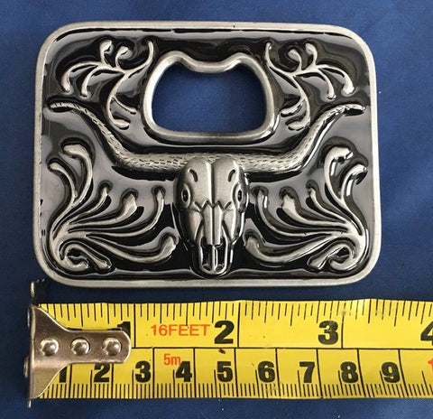 Buffalo Skull Bottle Opener - Metal Belt Buckle