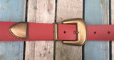Leather Belt with 'Lariat' buckle set 1 1/2" Wide. Available in a choice of colours.