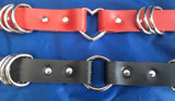 Leather O-Ring or Heart Ring Choker with D-Rings. Choice of colours, Handmade