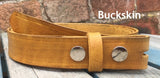 Veg Tan Leather Press Stud Snap Belt 3-3.5mm. Available 3/4" - 2" wide.