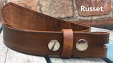 Veg Tan Leather Press Stud Snap Belt 3-3.5mm. Available 3/4" - 2" wide.