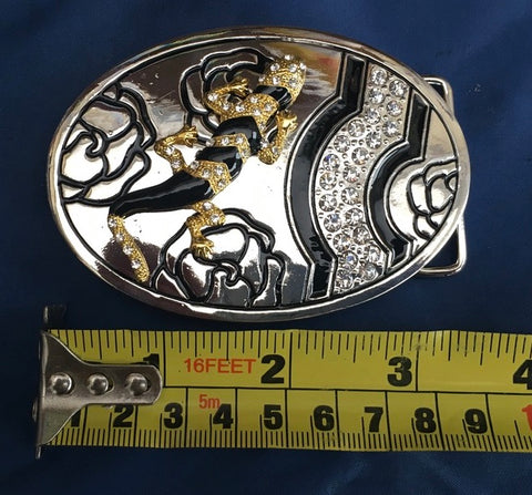 Gold Lizard & Diamante - Metal Belt Buckle