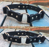 Triple O-Ring or Heart Ring Leather Choker