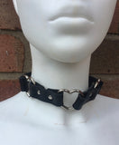 Triple O-Ring or Heart Ring Leather Choker