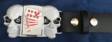 White Skulls with Lighter - Metal Belt Buckle